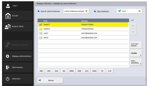 CANON IMAGEFORMULA SCANFRONT 400 - Réglages du carnet d'adresses - 1