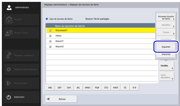 CANON IMAGEFORMULA SCANFRONT 400 - Exportation des boutons de tâche - 1