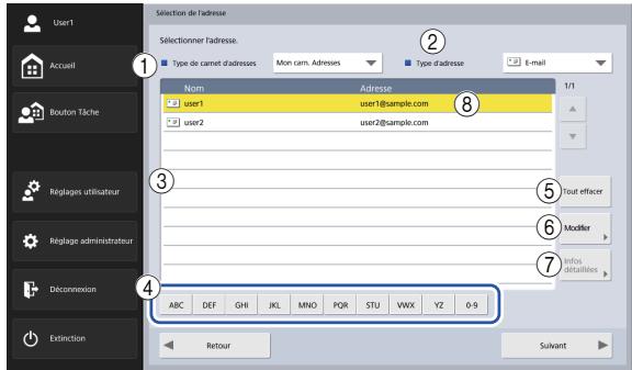 CANON IMAGEFORMULA SCANFRONT 400 - Écran de sélection d'adresse - 1