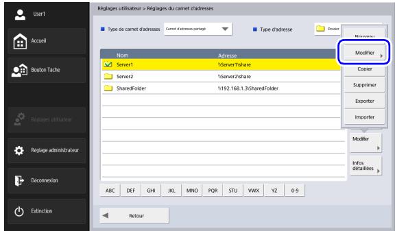 CANON IMAGEFORMULA SCANFRONT 400 - Modification d'une adresse - 2