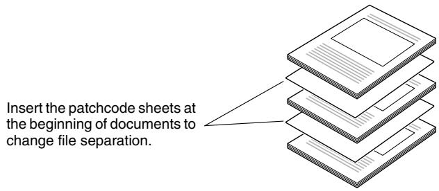 CANON IMAGEFORMULA DR-M1060 - Place the documents in the scanner after inserting the patchcode sheet in front of the page that separates the files. - 1