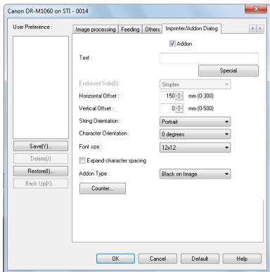 CANON IMAGEFORMULA DR-M1060 - [Imprimer/AddonDialog]tab - 1