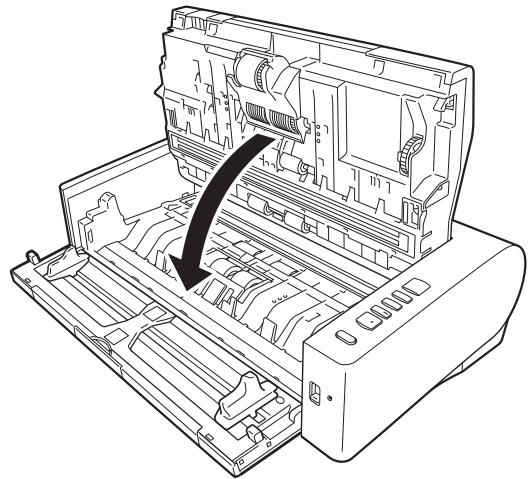 CANON IMAGEFORMULA DR-M1060 - Close the upper unit by gently pushing down on the left and right sides. Push until it clicks into place to make sure that it is completely closed. - 1