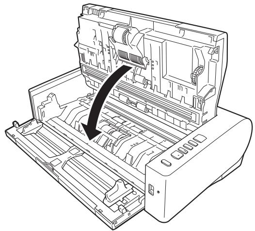CANON IMAGEFORMULA DR-M1060 - Close the upper unit by gently pushing down on the left and right sides. Push until it clicks into place to make sure that it is completely closed. - 1