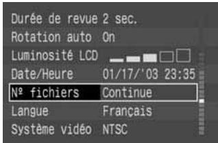 CANON EOS 10D - MENU Méthodes de numérotation des fichiers - 1