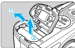 CANON EOS 10D - Ouvrez le couvercle du compartment à pile. - 1