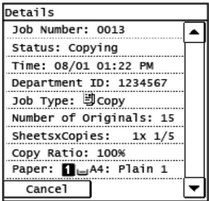 CANON IMAGERUNNER 2206N - Status of copy/print/send*1/receive*2 jobs - 1