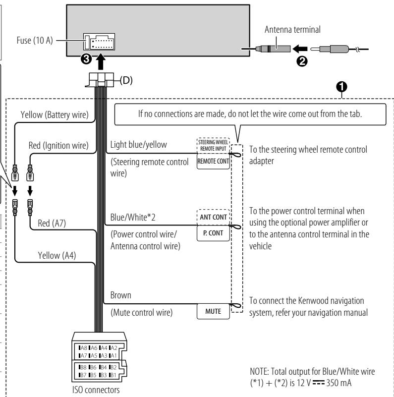 KENWOOD KDC-BT740DAB - Connecting the ISO connectors on some VW/Audi or Opel (Vauxhall) automobiles - 2