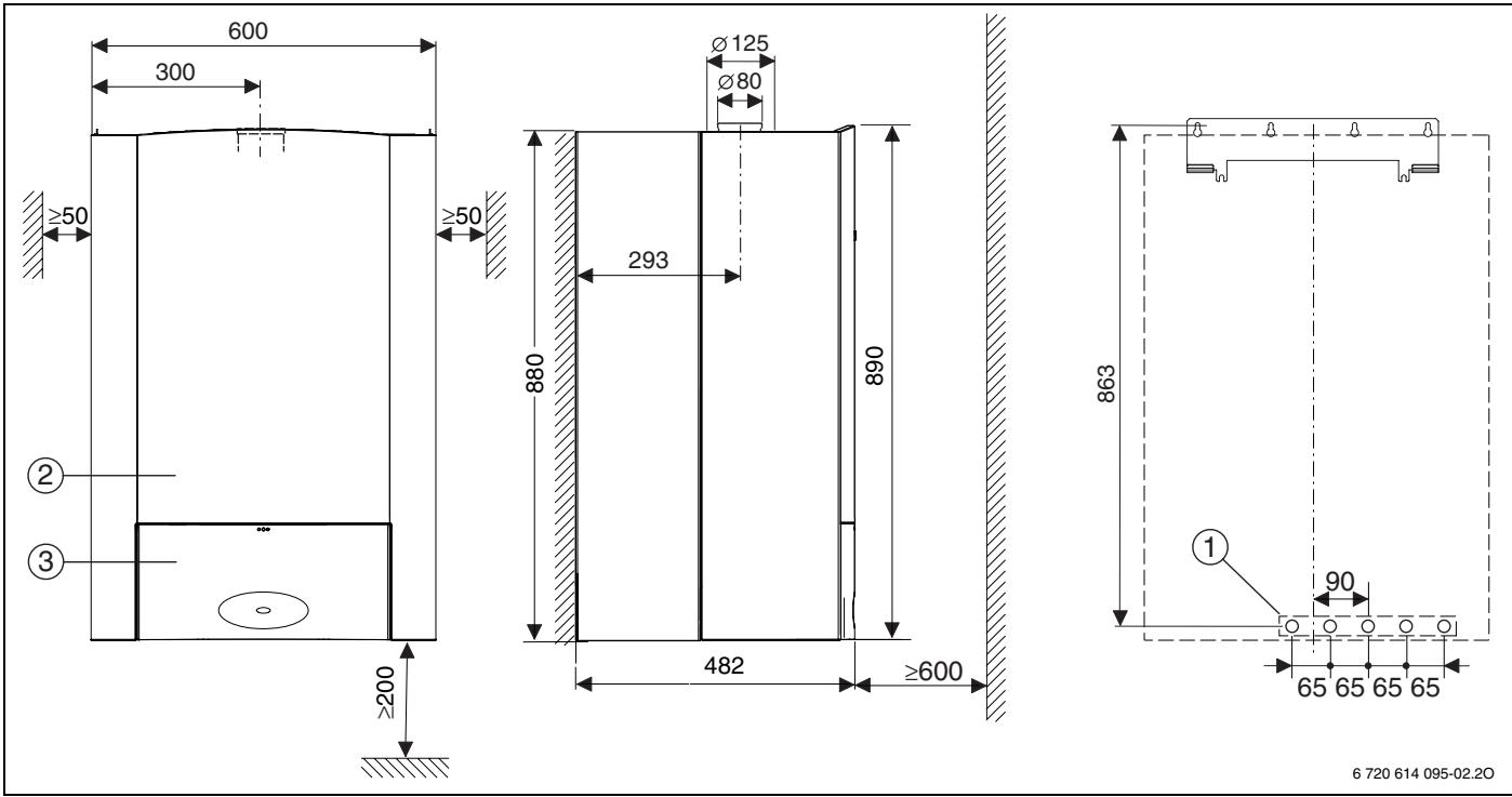 ELM LEBLANC ODEALIS GVT C 24-1H V - Dimensions et distances minimales - 1
