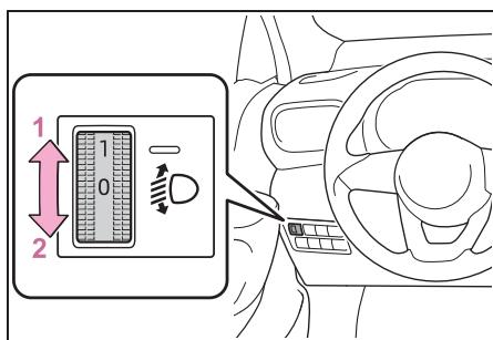 TOYOTA YARIS CROSS - Sélecteur de correcteur manuel d'assiette des projecteurs (sur modèles équipés) - 1