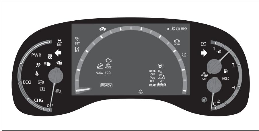TOYOTA YARIS CROSS - Témoins d'alerte et témoins indicateurs affichés au combiné d'instruments - 2