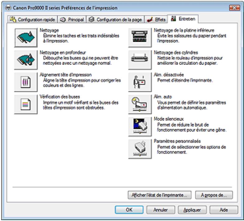 CANON PRO 9000 MARK II - Onglet Entretien - 1