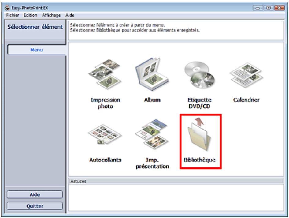 CANON PRO 9000 MARK II - Cliquez sur Bibliothèque sous Menu. - 1