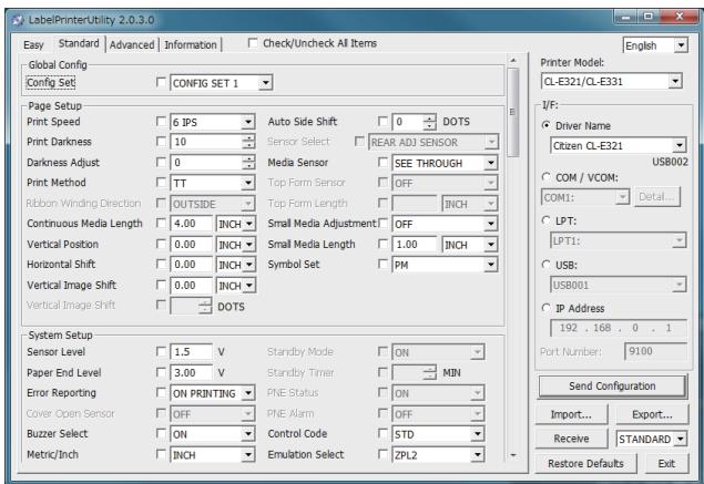 CITIZEN CL-E321 - Configuring Printer Settings Using the Specialized Utility - 1