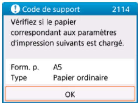 CANON TS5355 - Lorsque les paramètres de papier pour l'impression ou la copie sont différents des informations concernant le papier enregistrées sur l'imprimante : - 3