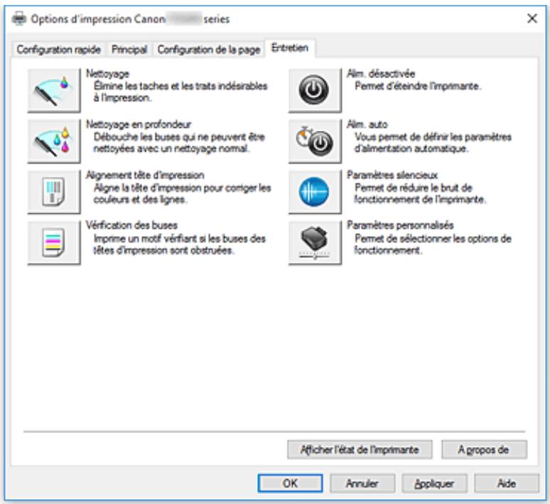 CANON TS5355 - Description de l'onglet entretien - 1