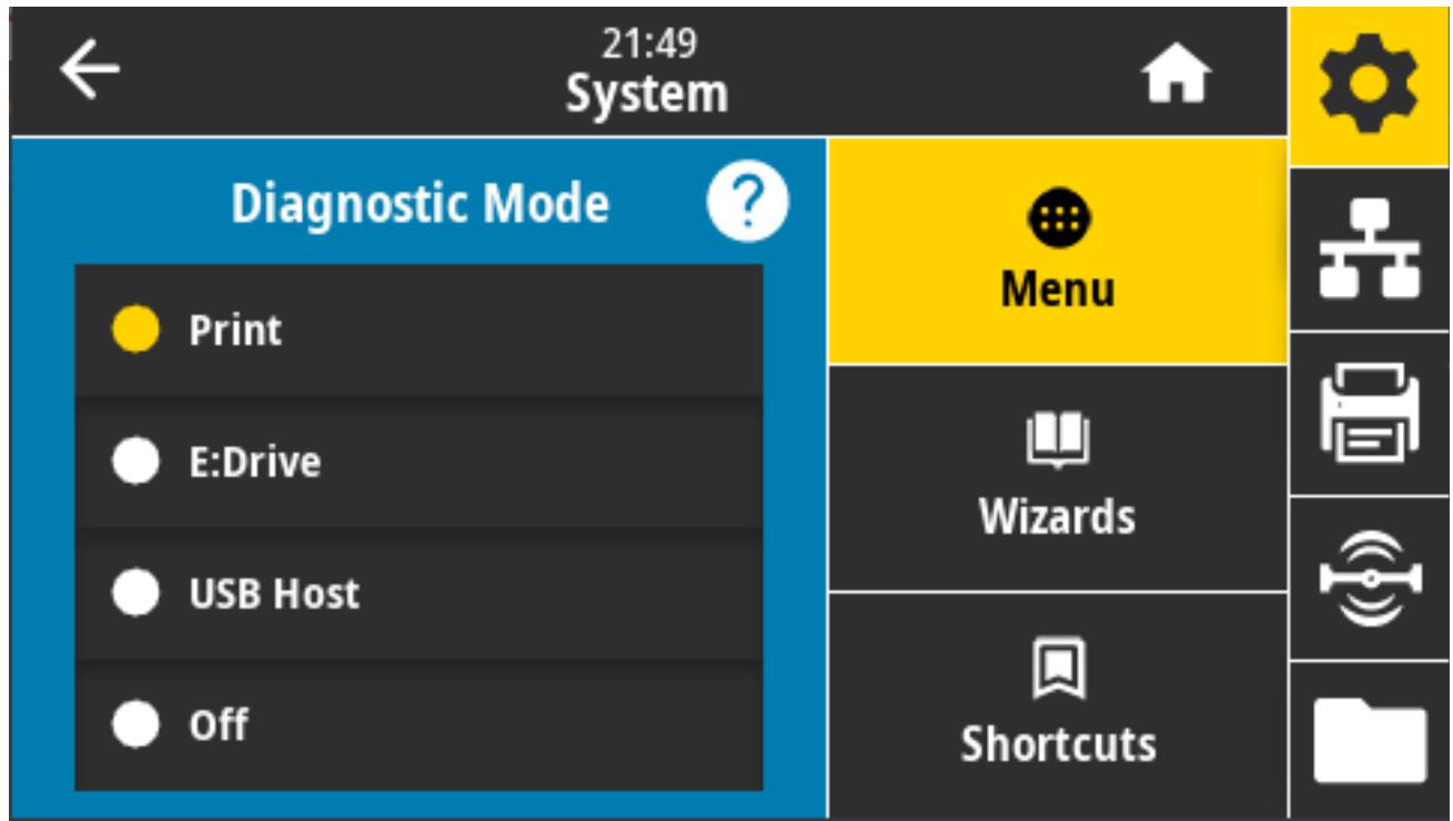 ZEBRA ZD621R - Système > Langue du programme > Mode Diagnostic - 1
