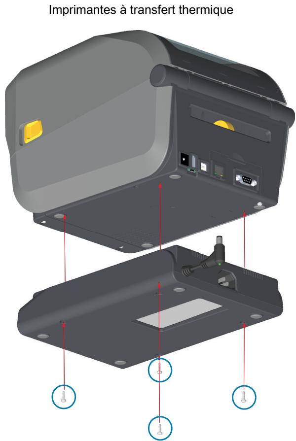 ZEBRA ZD621R - Installation des options du socle d'alimentation rattaché - 1