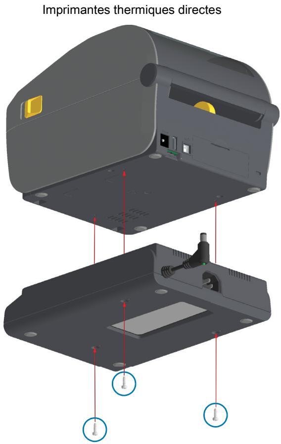 ZEBRA ZD621R - Installation des options du socle d'alimentation rattaché - 2