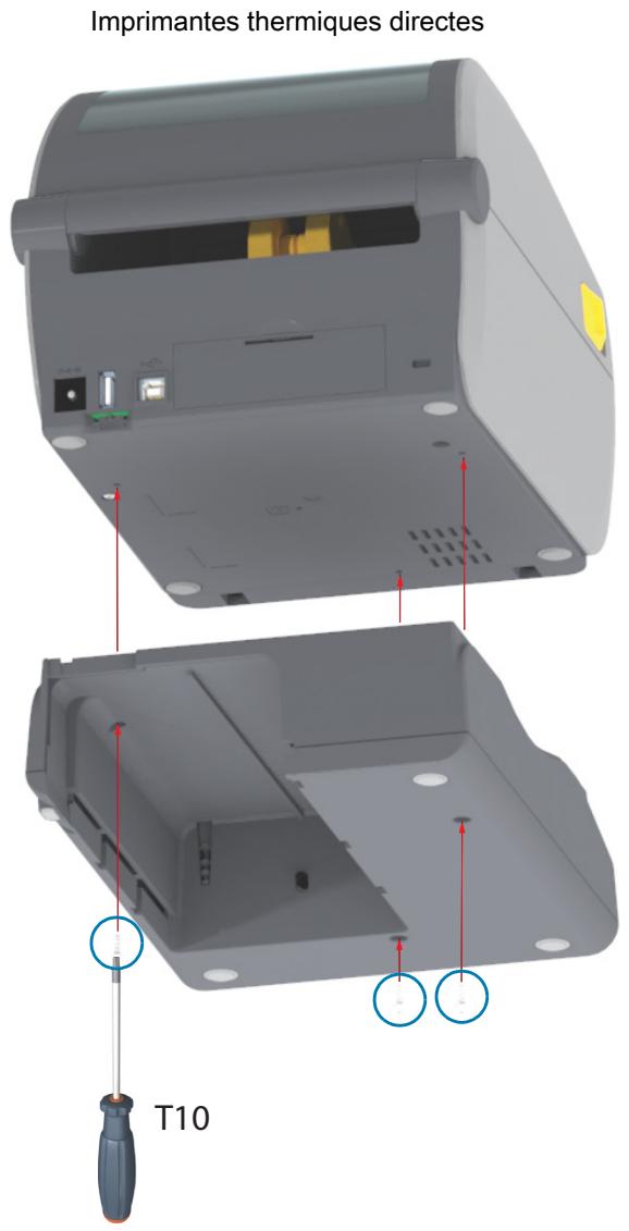 ZEBRA ZD621R - Installation des options du socle de batterie rattaché - 1