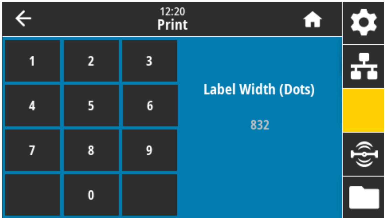 ZEBRA ZD621R - Imprimer > Qualité d'impression > Largeur étiquette (points) - 1