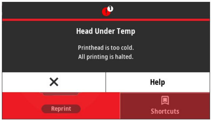ZEBRA ZD621R - Alerte: PRINTHEAD UNDER TEMP (TÊTE D'IMPRESSION EN SOUS-CHAUFFE) - 6