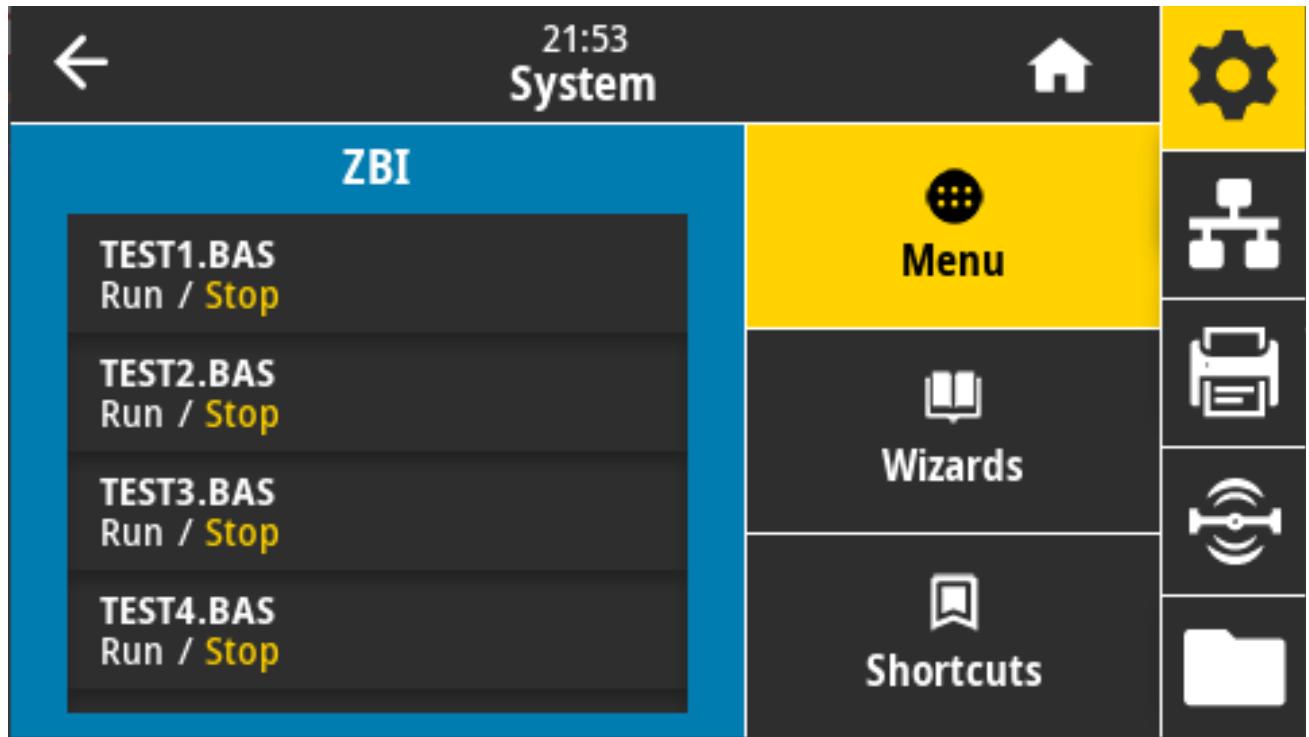 ZEBRA ZD621R - Système > Langue du programme > ZBI - 1