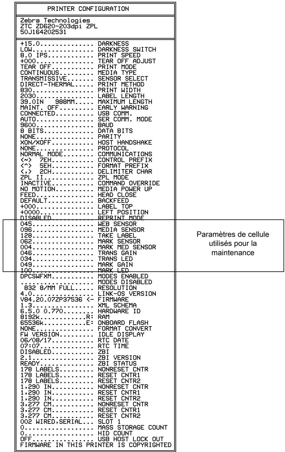ZEBRA ZD621R - Paramètre de configuration à la référence croisée des commandes - 1