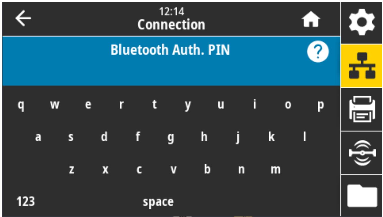 ZEBRA ZD621R - Connexion > Bluetooth > Auth. Bluetooth PIN - 1