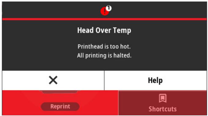 ZEBRA ZD621R - Alerte : PRINTHHEAD OVER TEMP (TÊTE D'IMPRESSION EN SURCHAUFFE) - 6