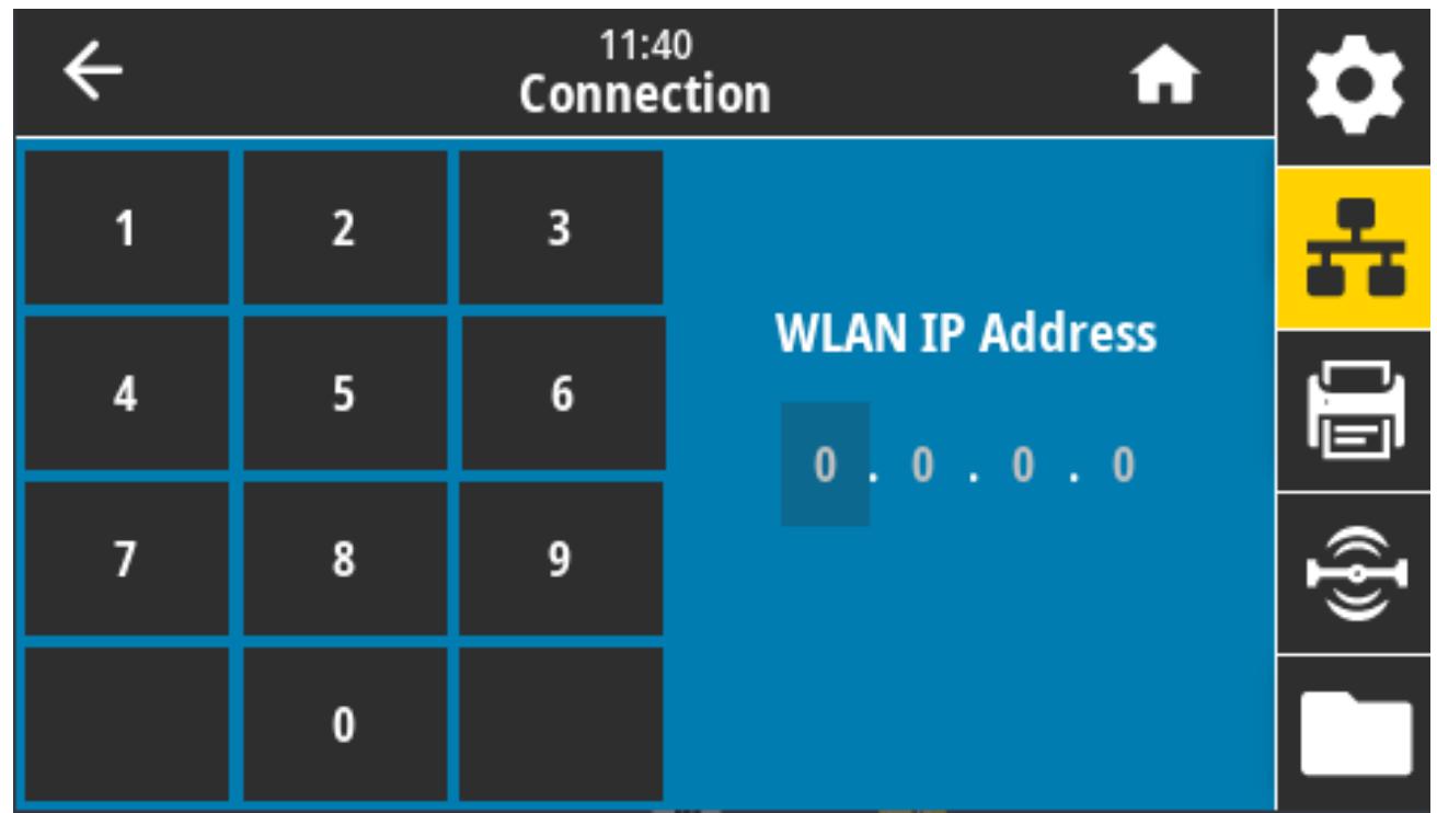 ZEBRA ZD621R - Connexion > Wi-Fi > Adresse IP WLAN - 1