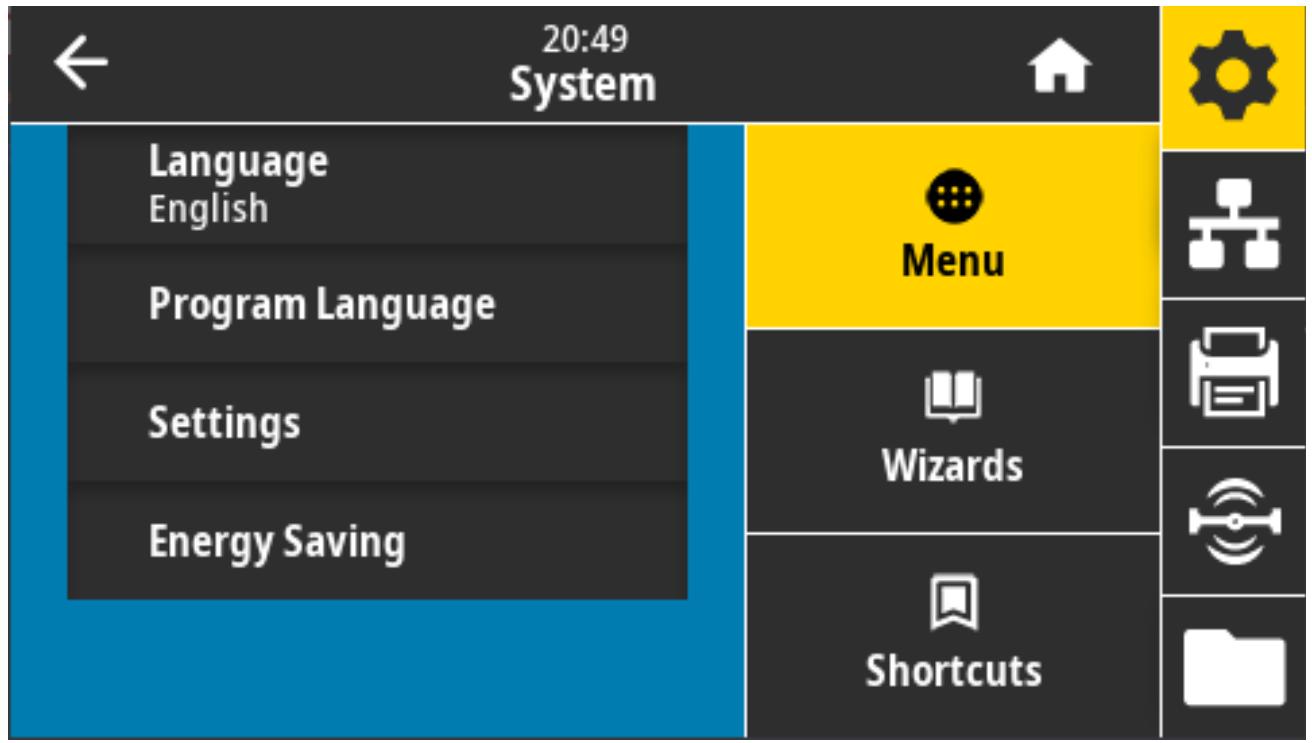 ZEBRA ZD621R - Menu Système - 1