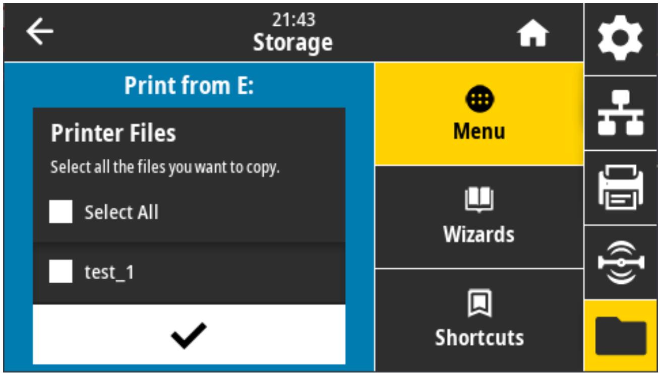 ZEBRA ZD621R - Stockage > USB > Imprimer depuis E: - 1