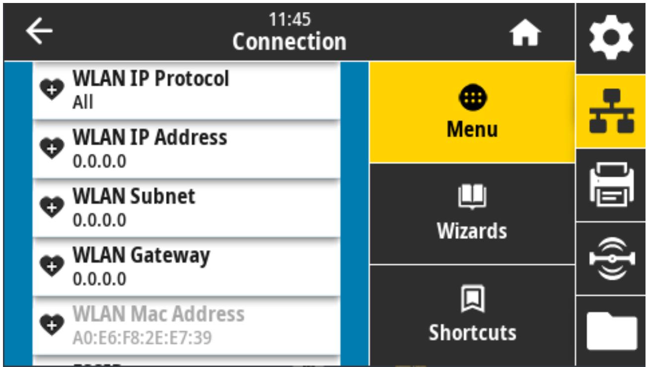 ZEBRA ZD621R - Connexion > Wi-Fi > Adresse MAC WLAN - 1