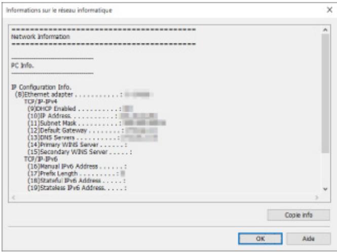 CANON PIXMA PRO-200 - Affichage des informations sur le réseau informatique - 1