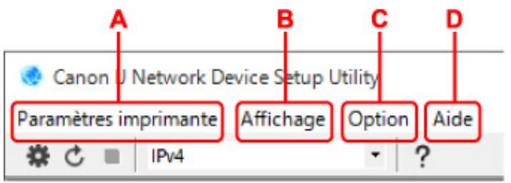 CANON TS7451 - Menu de l'écran canon IJ network device setup utility - 1