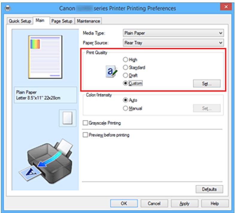 CANON G1501 - Définition du niveau de Qualité d'impression (Personnalisée) - 1