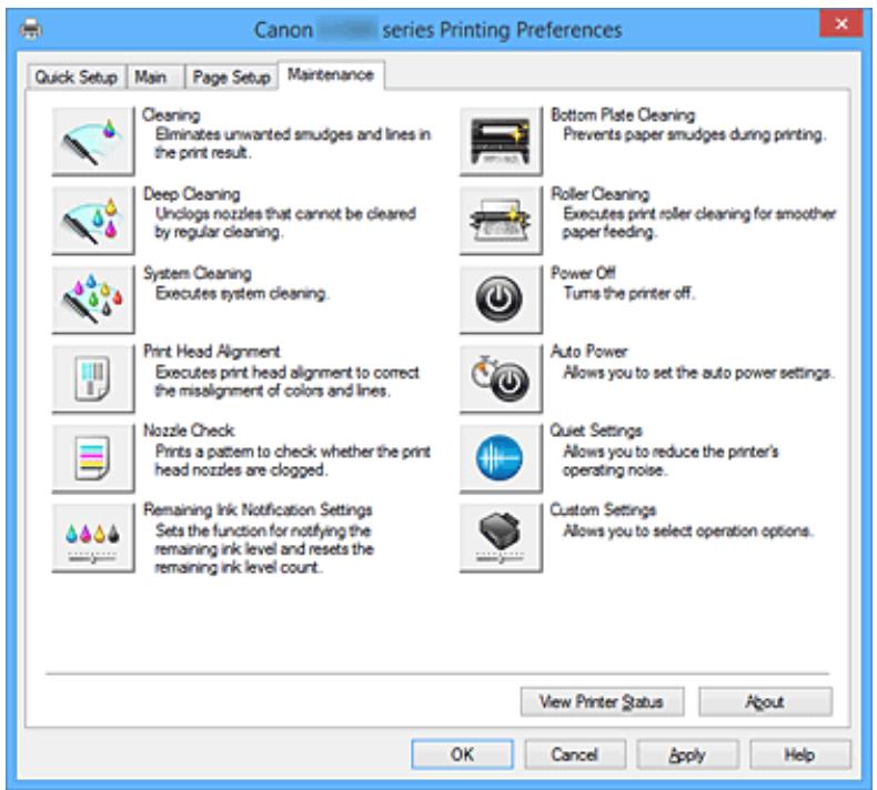 CANON G1501 - Description de l'onglet Entretien - 1