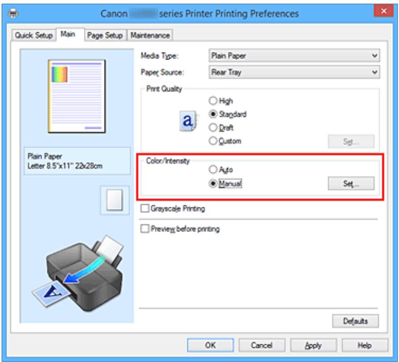 CANON G1501 - Réglage de l'intensité - 3