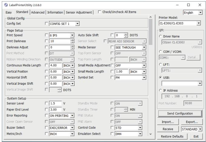CITIZEN CL-E303 - Configuring Printer Settings Using the Specialized Utility - 1