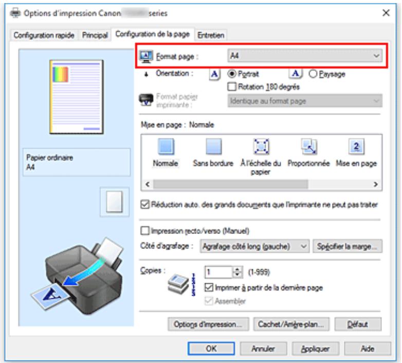 CANON PIXMA TS5051 - Définition d'un Format page et d'une Orientation - 1