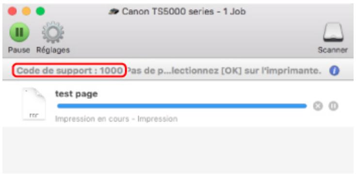 CANON PIXMA TS5051 - Lorsqu'un code support et un message s'affichent à l'écran : - 3