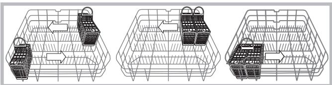 INDESIT D 36A - Esempi di posizionamento del cestino posate - 1