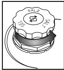 IGNIS ADL 444/1 NB - Filling the salt reservoir - Dissolve limescale (not necessary if water hardness level is set to "soft")! - 1