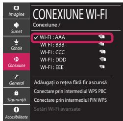 CONEXIUNE WI-FI Imagine Sunset Canide Conexiune General Siguranță Accesibilitate Conexiune / WiFi - AAA WiFi - BBB WiFi - CCC WiFi - DDD WiFi - EEE Adăugați o rețea fără fir ascună Conectare prin intermediul WPS PBC Conectare prin intermediul PIN WPS Setări WiFi avansate