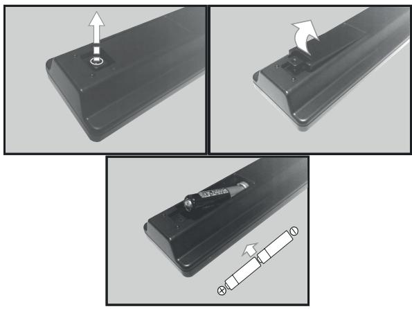 LISTO 32HD843 - Inserting the batteries in the remote control - 1