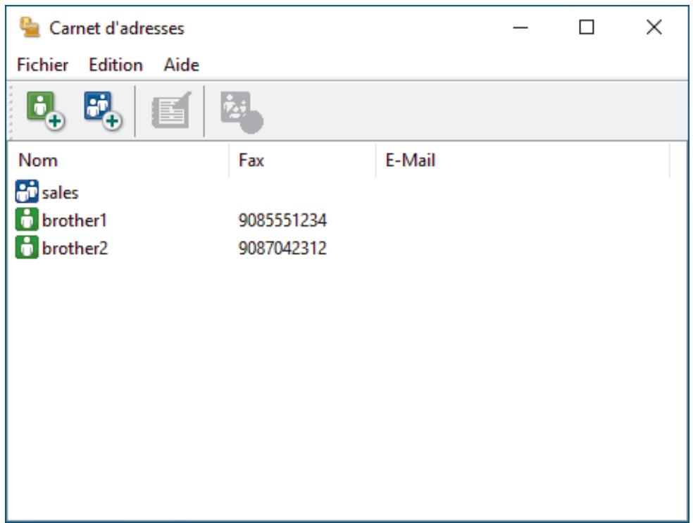 BROTHER DCP J1050DW - Créer un groupe dans votre carnet d'adresses pc-fax (windows) - 1