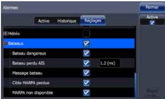 LOWRANCE GPS8-GEN2 - Réglages des alarmes du bateau - 1