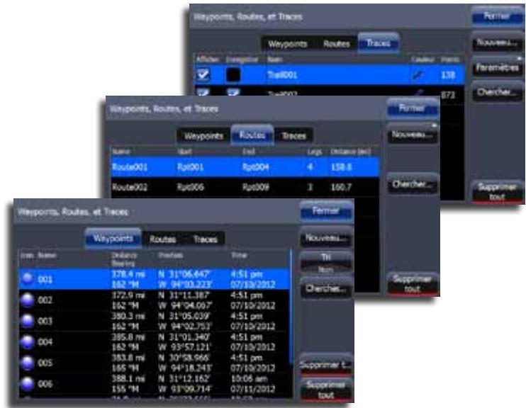 LOWRANCE GPS8-GEN2 - Les écrans de waypoints, route et traces - 2