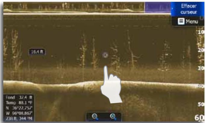LOWRANCE GPS8-GEN2 - Utilisation du curseur sur la page StructureScan - 1